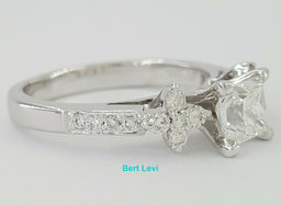 Princess Cut Diamond Engagement Ring 1.30 ct 18K White Gold D/VS2 Rtl $10,000