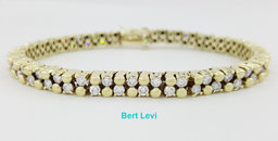 Diamond Straight Line Tennis 2 Row Bracelet 4 ct  14k Gold 25 Grams Rtl $12K