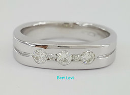 Round Cut Diamond Men's Wedding Ring Band 0.38 ct 14K White Gold 9.6 Grams Sz 11