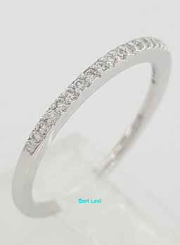 0.2 ct Round Diamond Half Circle Pave Wedding Band 1.6 mm 14k White Gold
