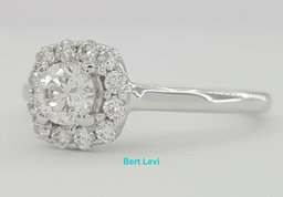 0.5 ct 14k White Gold Round Brilliant Cut Flower Halo Engagement Ring Size 5.25
