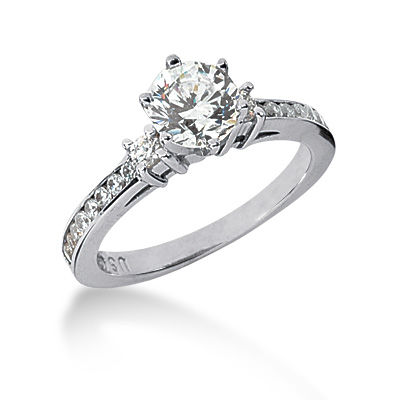 Ladies 14KT White Gold Platinum Fancy Engagement Set ENS457-A