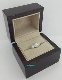 Round Brilliant Cut Diamond 3-Stone Halo Engagement Ring 0.87 ct 14K White Gold
