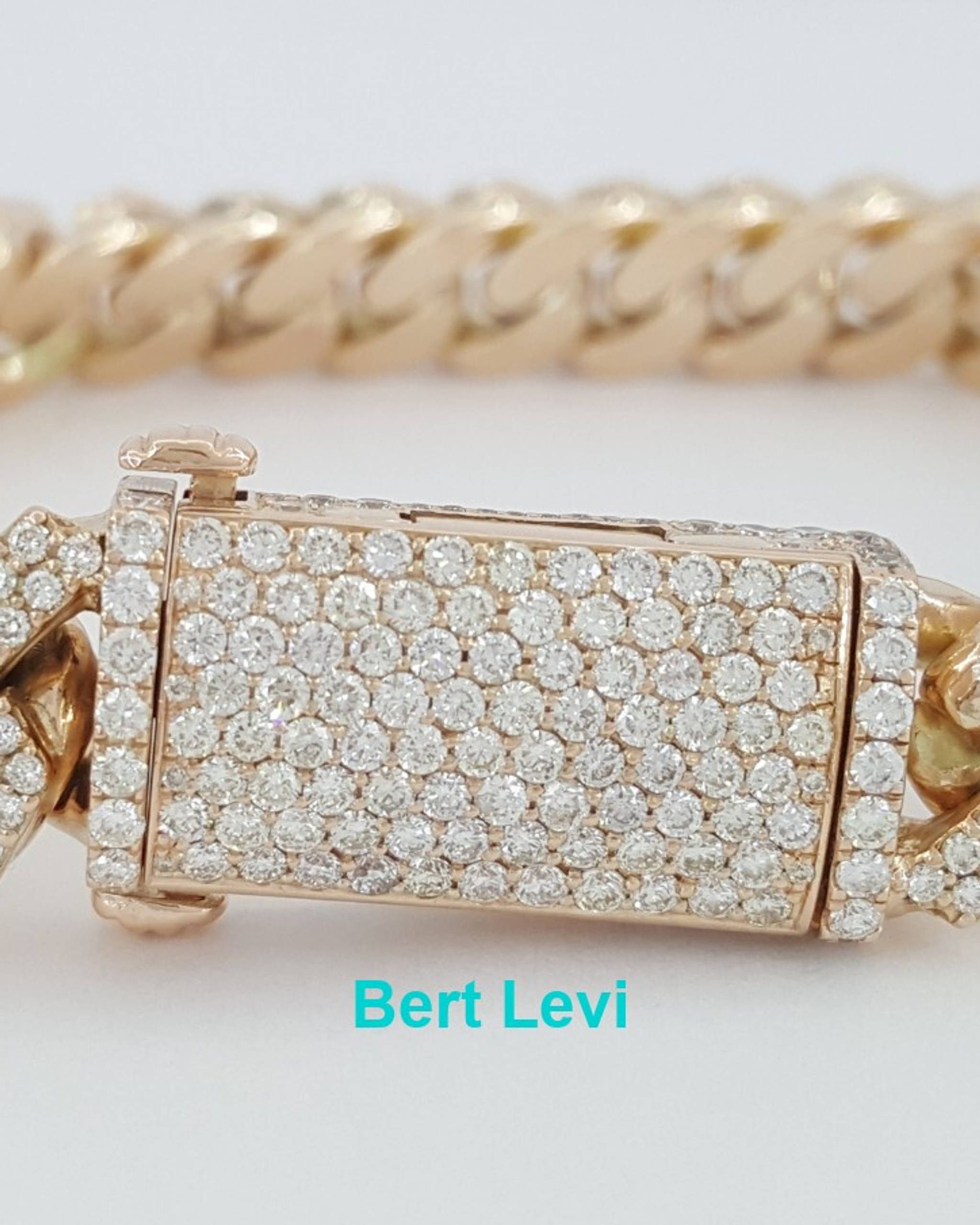 Cuban Link Pave Diamond Rose Gold Bracelet 8 ct 75.4 Grams 10k 8.25"