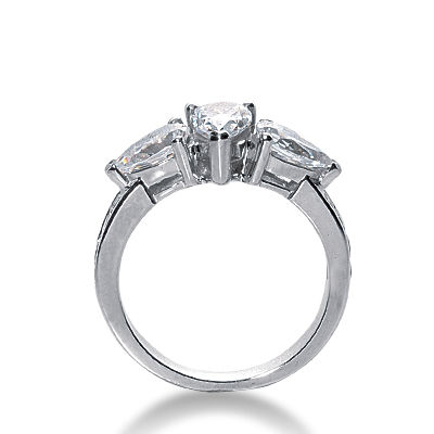 Thumbnail: Ladies 14KT White Gold Platinum Three Stones Engagement Ring ENR2839