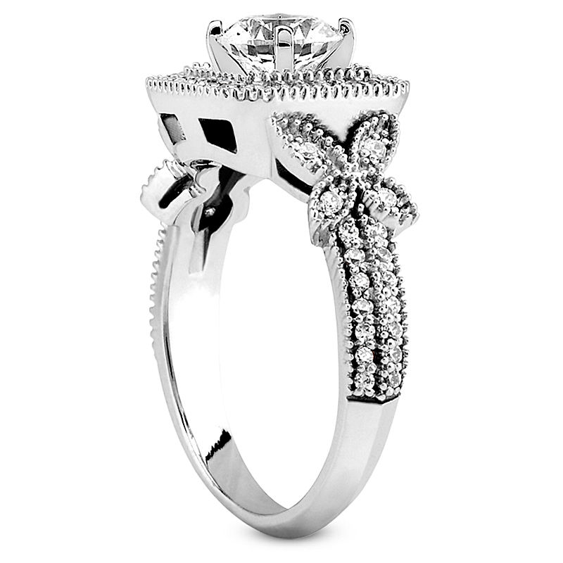 Thumbnail: Ladies 14KT White Gold Platinum Round Diamond Tailored Engagement Set ENS3262-A