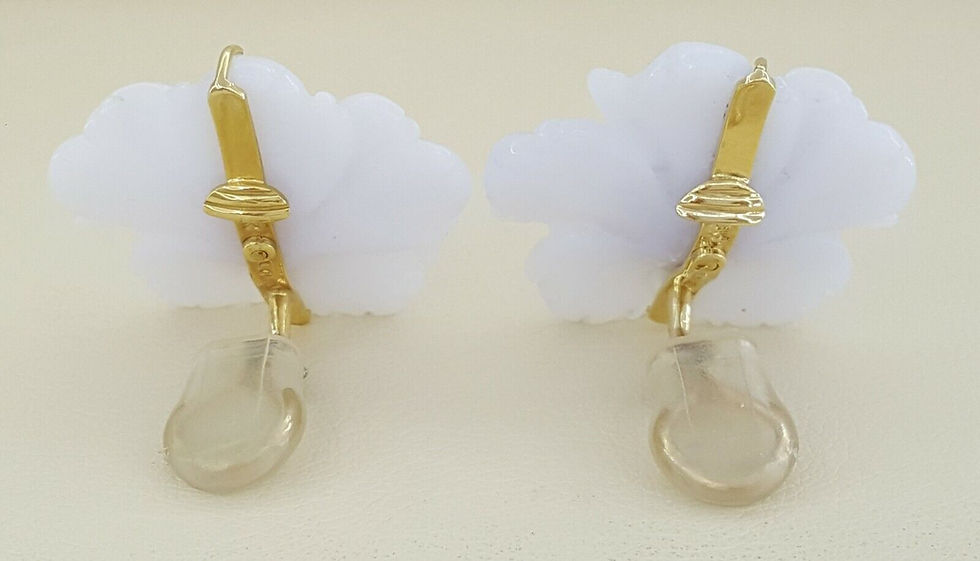 Thumbnail: Andrew Clunn White Agate & Oval Tourmaline Flower Ear-Clip Earrings 18k Gold