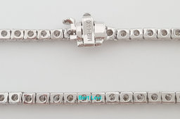 Round Diamond Straight Line Tennis Necklace 7.77ct 14K White Gold 17" Rtl $19.5K