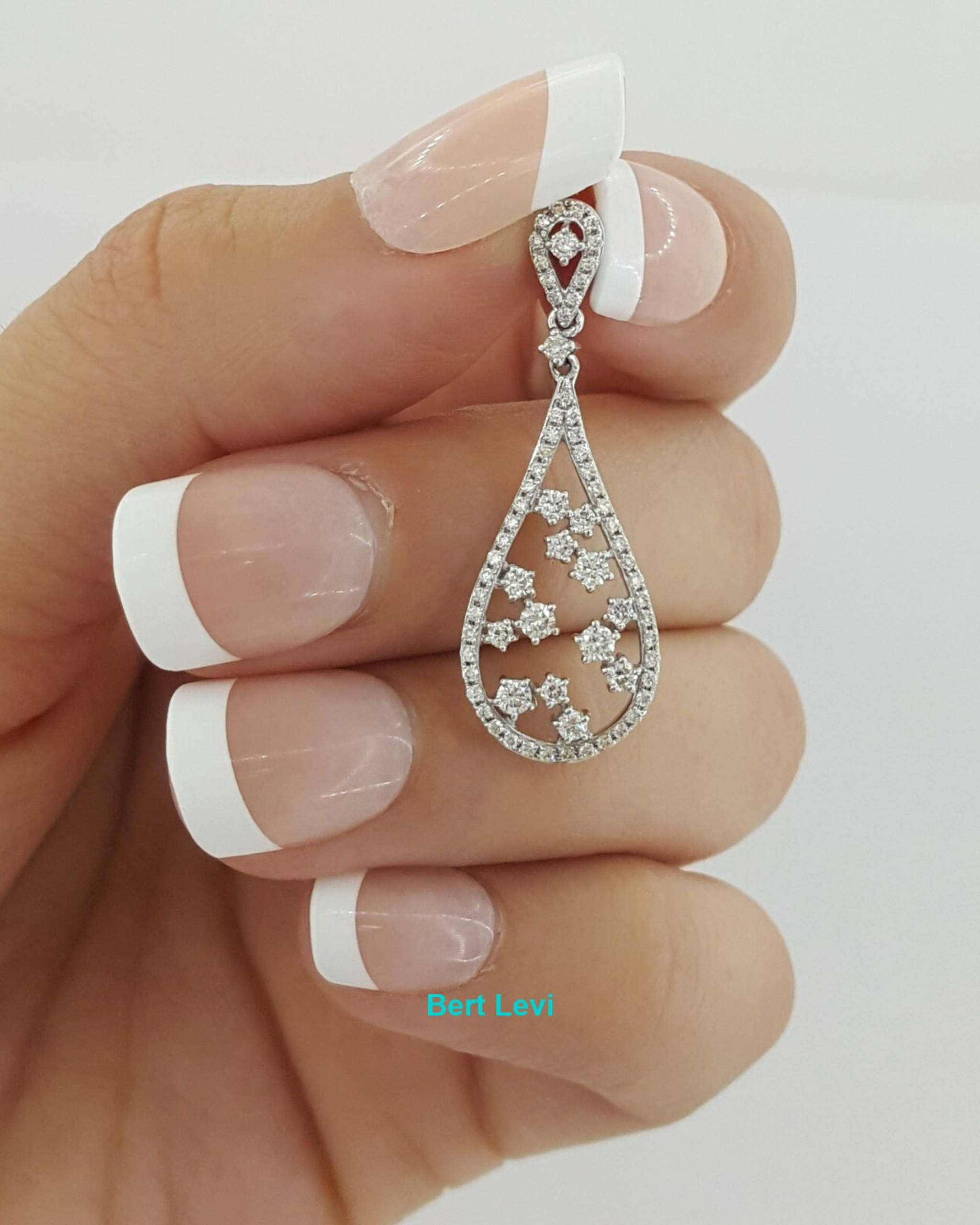 0.50 ct 14K White Gold Round Cut Diamond Tear Drop Pendant Rtl $2495
