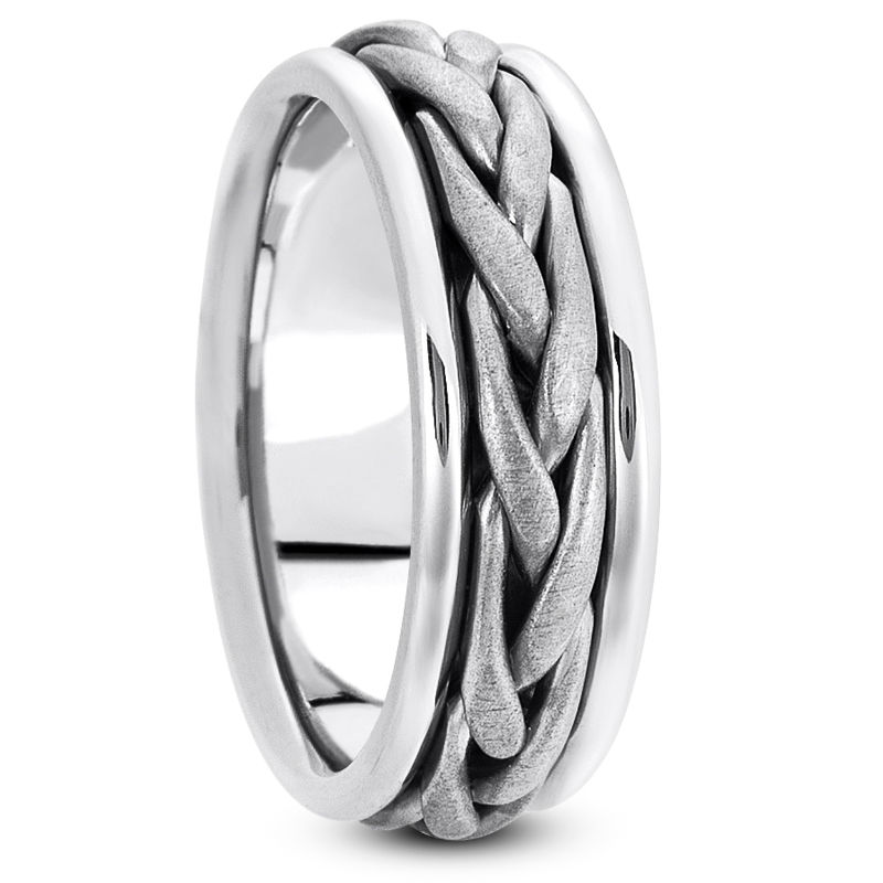 Ladies 14KT White Gold Platinum Traditional Wedding Band HM116