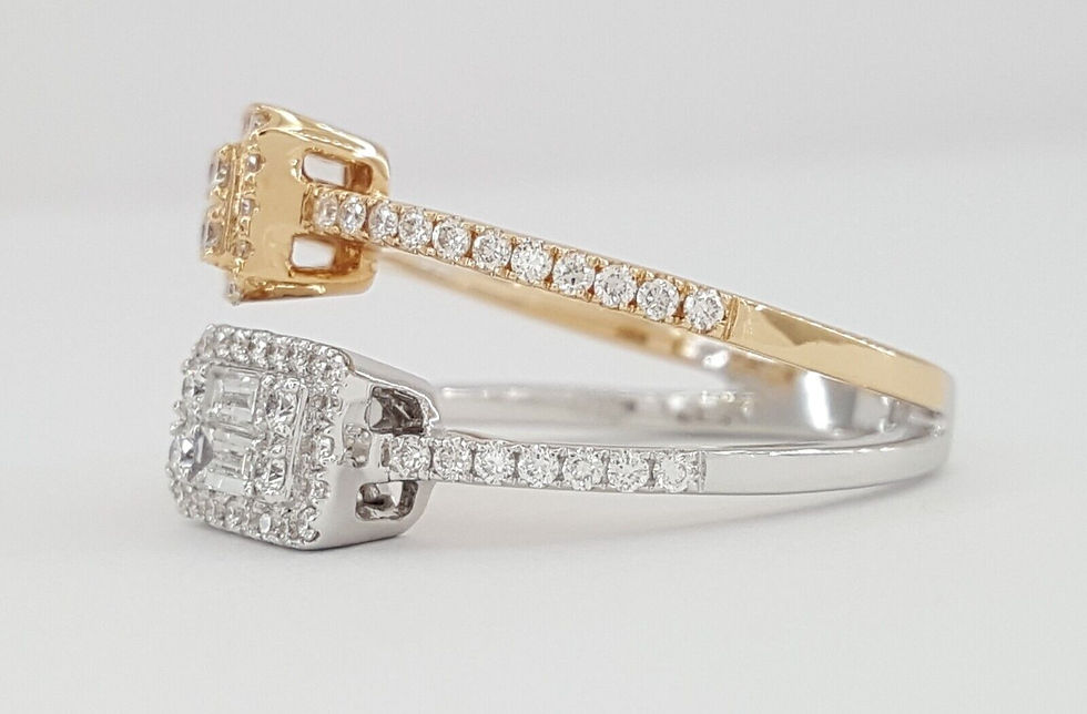 Thumbnail: Baguette Round Diamond 18k Rose White Gold By-Pass Halo Ring 0.76 ct Rtl $3,350