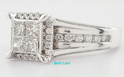 Princess Cut Diamond Invisible Set Halo Engagement Ring 0.65 ct 14K White Gold