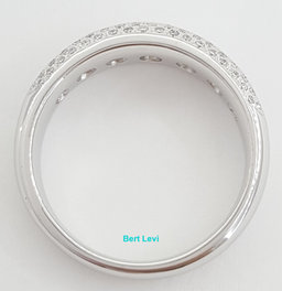 Channel Set & Pave Round Diamond Wedding Band 14k White Gold 1.42 ct 6.2 mm