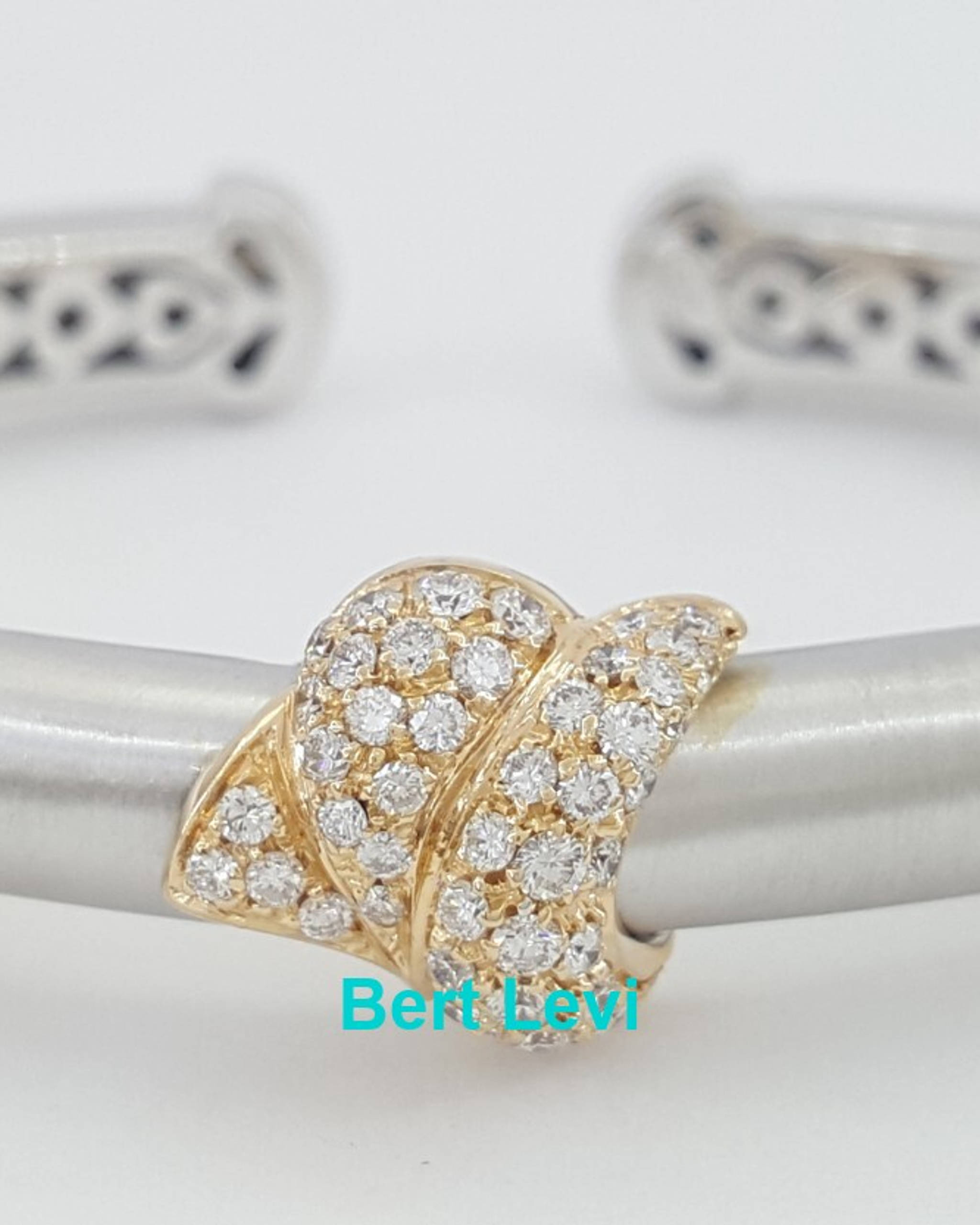 18K White Rose Gold Pave Diamond Cuff Flex Bangle 2.2 ct 61.3 Grams 6.5"