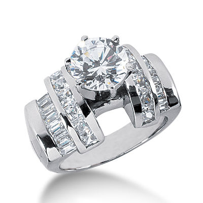 Ladies 14KT White Gold Platinum Fancy Engagement Ring ENR1343