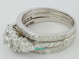 1.62 ct 14K White Gold Round Diamond Wedding Halo Engagement Wedding Ring Set