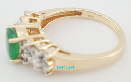 Oval Green Emerald & Diamond 10k Yellow Gold Ring 1ct