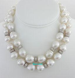 South Sea Pearl Diamond Necklace 2.75 ct 31.5" or 16.5" & 15" 18K White Gold