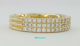 0.57 ct 3 Three Row Diamond Pave Half Circle Wedding Anniv. Ring 14k Gold Sz 6