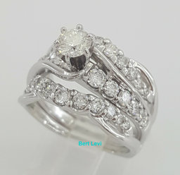 Tolkowski Round Brilliant Cut Diamond Engagement & Wedding Rings Set 2.12 ct 14K