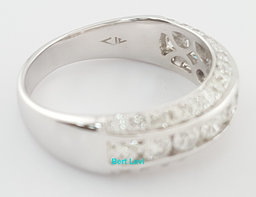 Channel Set 3-Row Round Diamond Wedding Band 14k White Gold 2 ct 7 mm Rtl $3,995