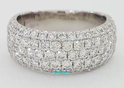 Diamond 5-Row Pave Half Circle Wedding Band Ring 1.9 ct 14K White Gold