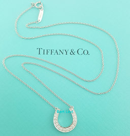 Tiffany & Co Diamond Horseshoe Pendant Necklace 0.2 ct Platinum 16"