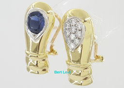 Pablo Sapphire & Diamond Vintage Earrings 1.7 ct 18K Gold 16.3 Grams