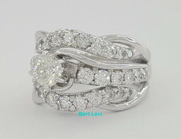 Tolkowski Round Brilliant Cut Diamond Engagement & Wedding Rings Set 2.12 ct 14K