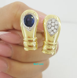 Pablo Sapphire & Diamond Vintage Earrings 1.7 ct 18K Gold 16.3 Grams