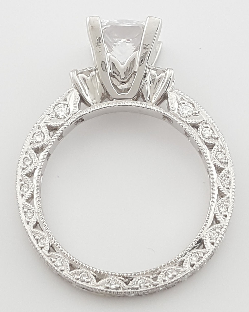 Thumbnail: Tacori Princess 67237 Semi-Mount 3 Stone Engagement Ring 1.15 ct Plat Rtl $6,940