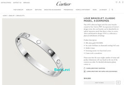 Cartier LOVE 18K White Gold 4 Diamonds 0.42 ct Bracelet SIZE 20 Rtl $14,000