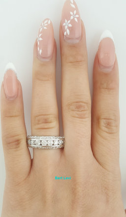 Channel Set 3-Row Round Diamond Wedding Band 14k White Gold 2 ct 7 mm Rtl $3,995