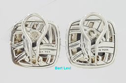 David Yurman Sterling Silver Albion 11mm Hematite & Diamond Clip-On Earrings