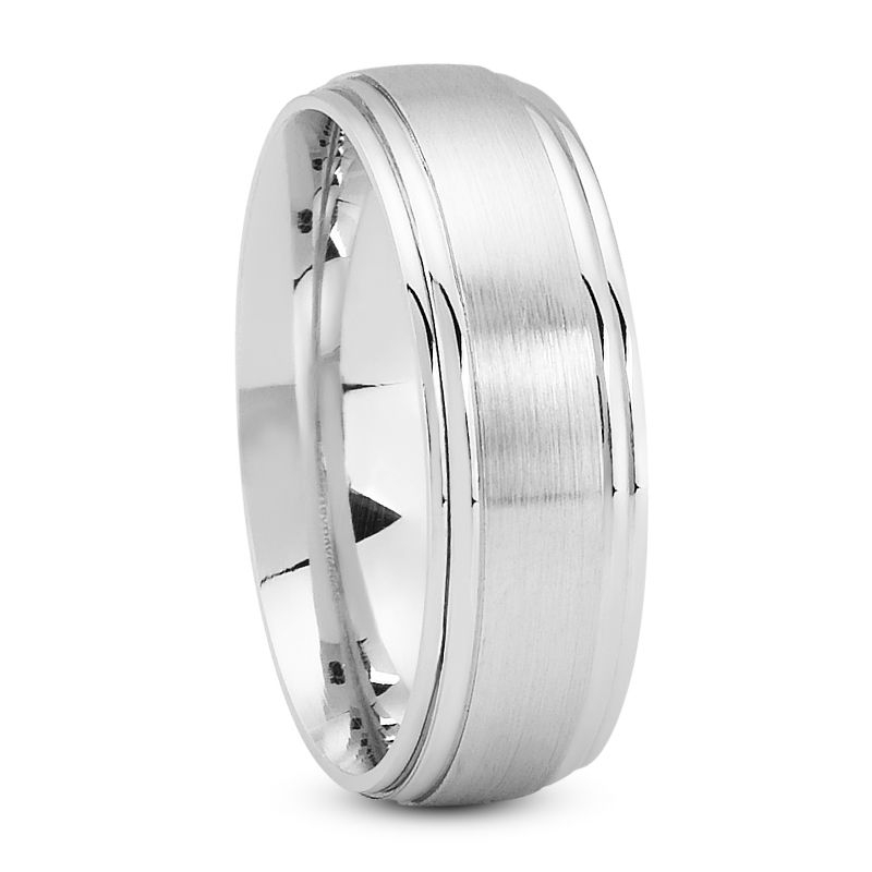 Mens 14KT White Gold Platinum Traditional Wedding Band M1139