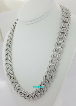 Cuban Chain Diamond 29.28 ct 14K White Gold 17.5 mm Necklace 345.7 Grams 22"