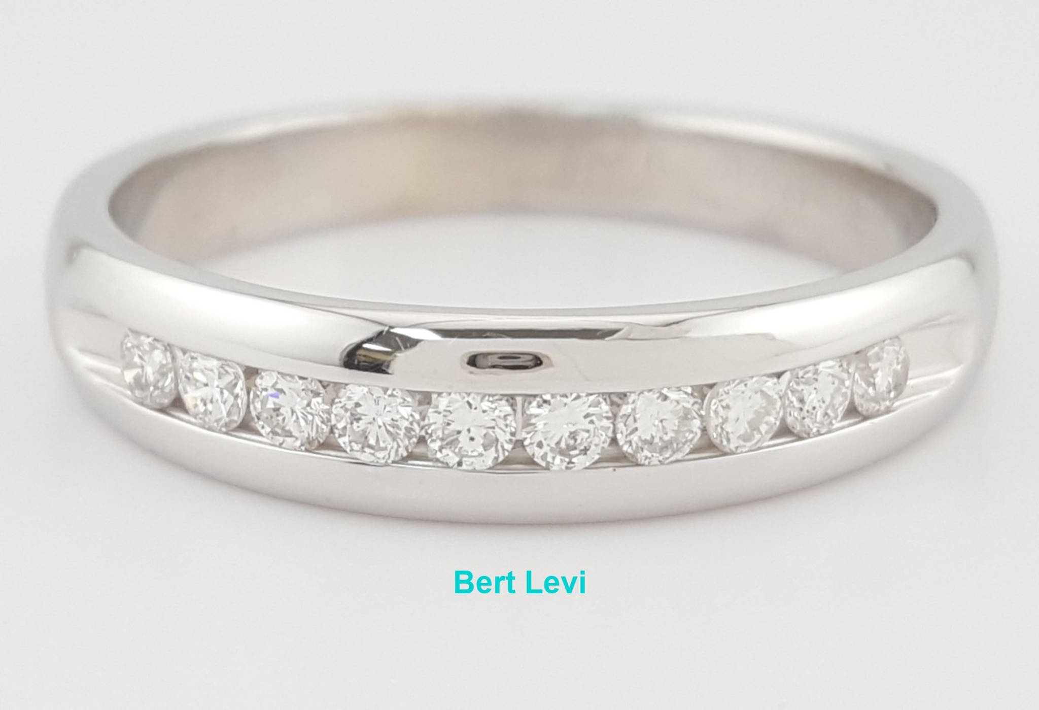 Round Brilliant Diamond Channel Set Wedding Band Ring 0.33 ct 14k White Gold 5mm