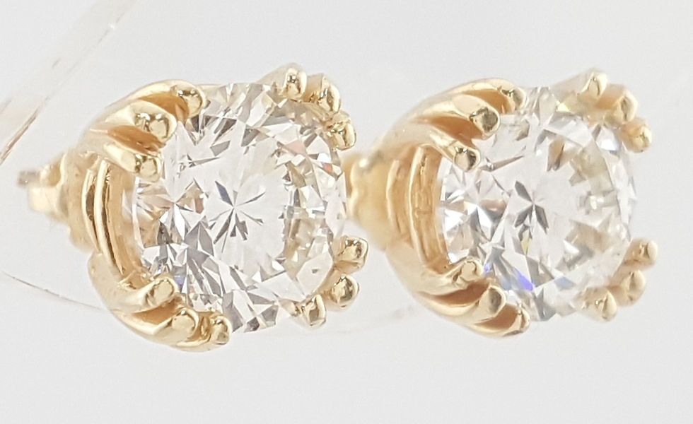 Thumbnail: Natural Round Brilliant Diamond Stud Earrings 4.01 ct 14k Yellow Gold Rtl $65K
