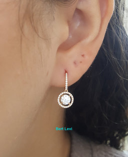 De Beers Aura Diamond Halo Dangle Earrings 1.22 ct 18K Rose Gold Retail $10K