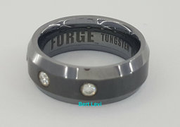 Benchmark CF97601TG 0.2 ct 3 Round Cut Diamond Beveled Edge Tungsten Band 7 mm