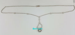 Round & Marquise Cut Diamond Drop Necklace 8.8 Grams 17" 1.2 ct 14K White Gold