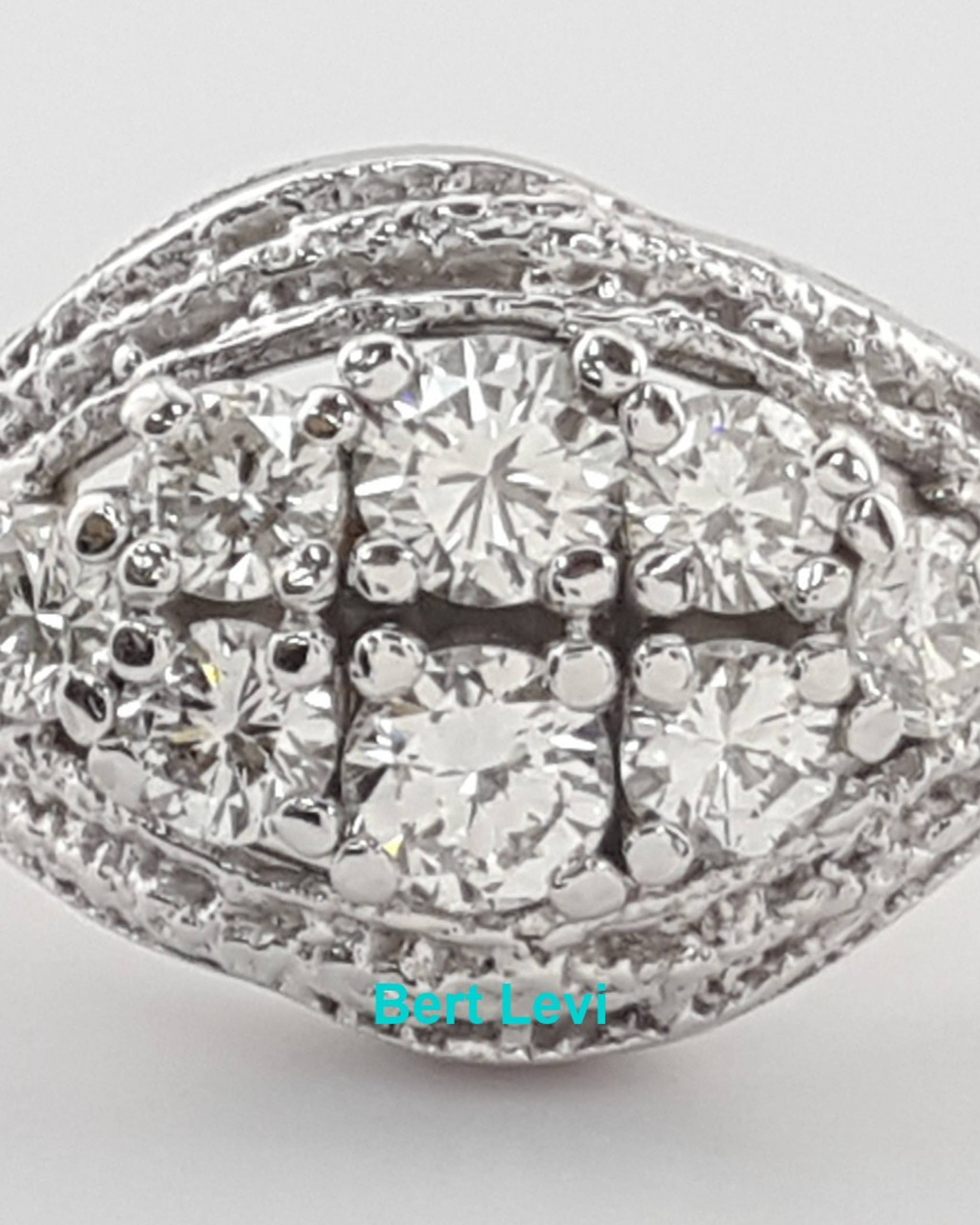 Vintage Round Diamond Evil Eye Ring 0.6 ct 18K White Gold 8.2 Grams