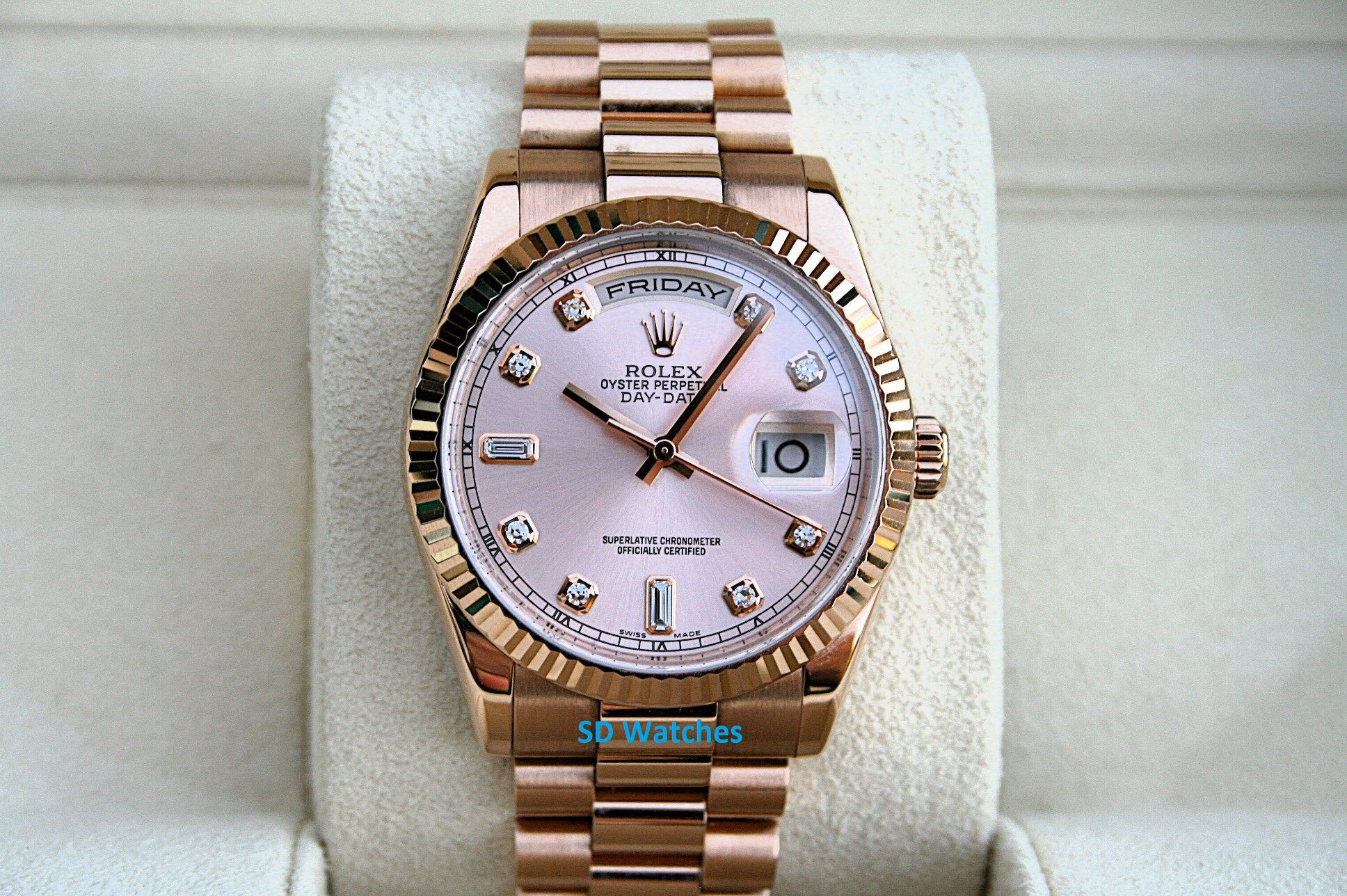 ROLEX 118235 DAY DATE PRESIDENT 18K ROSE GOLD DIAMOND DIAL