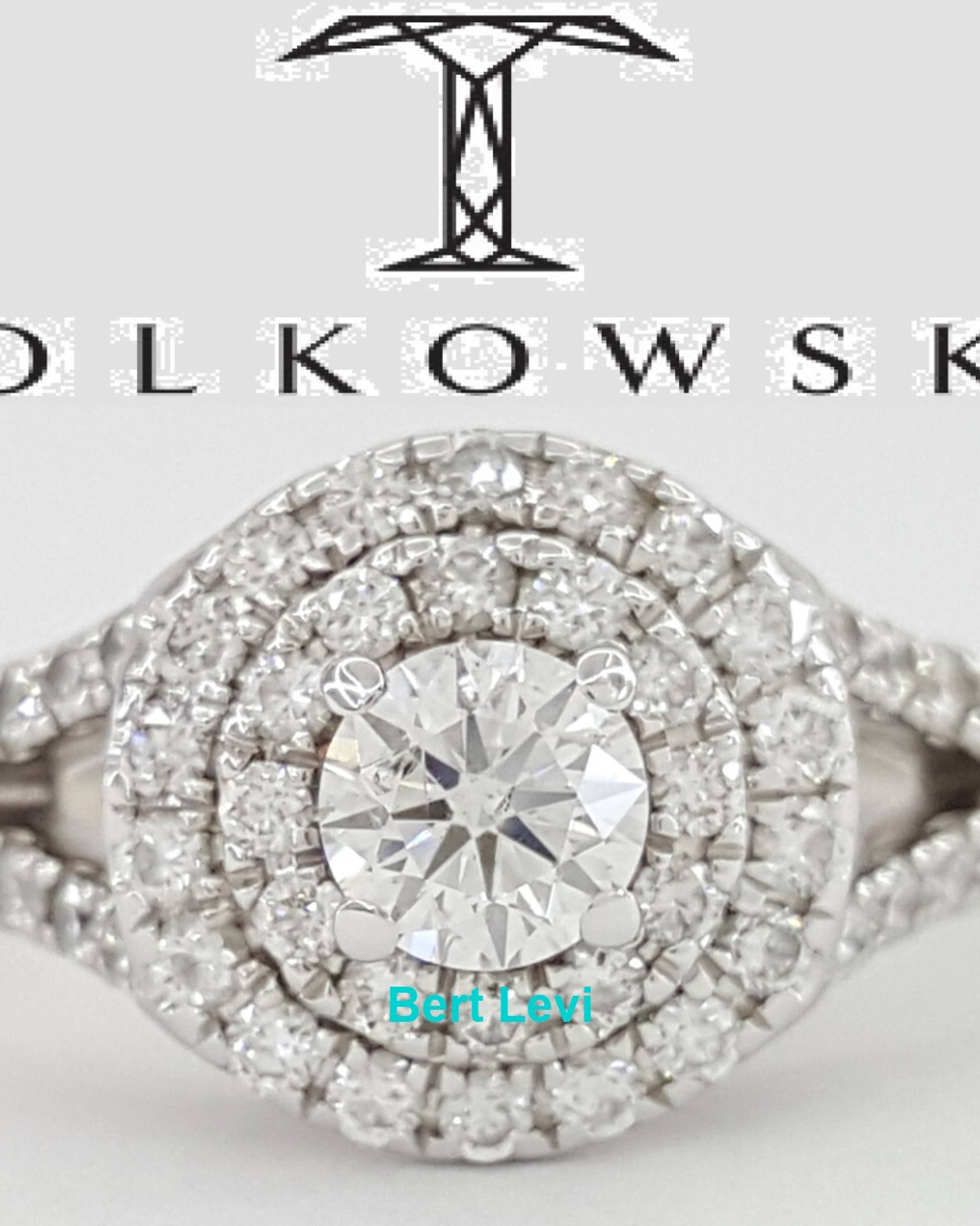 Tolkowsky Double Halo Diamond Split-Shank Engagement Ring 1ct 14k W Gold Rtl $4k