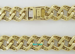 Cuban Diamond Chain Necklace 75.6 Grams 25.7 ct 14K Yellow Gold 11.5 mm 22" Long