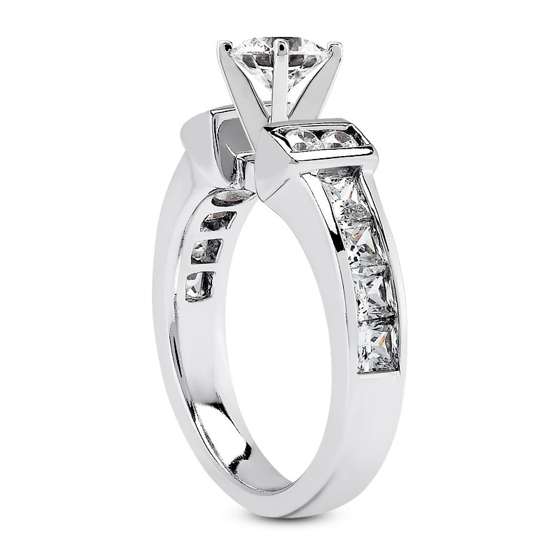 Thumbnail: Ladies 14KT White Gold Platinum Fancy Engagement Ring ENR988