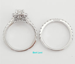 Neil Lane Cushion Diamond Halo Engagement Ring Set 14k W Gold 1.88 ct Rtl $7.4K