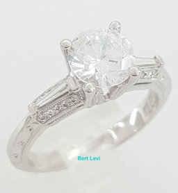 Tacori Three 3-Stone Round Semi-Mount Engagement Ring 0.24 ct Platinum Rt $5,120