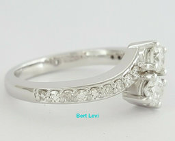 Two-Stone 0.72 ct 14K White Gold Round Cut Diamond Engagement Ring
