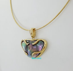 Tahitian Mabe Blister Pearl Slider Enchanter Necklace 14k Yellow Gold 20.3 Grams